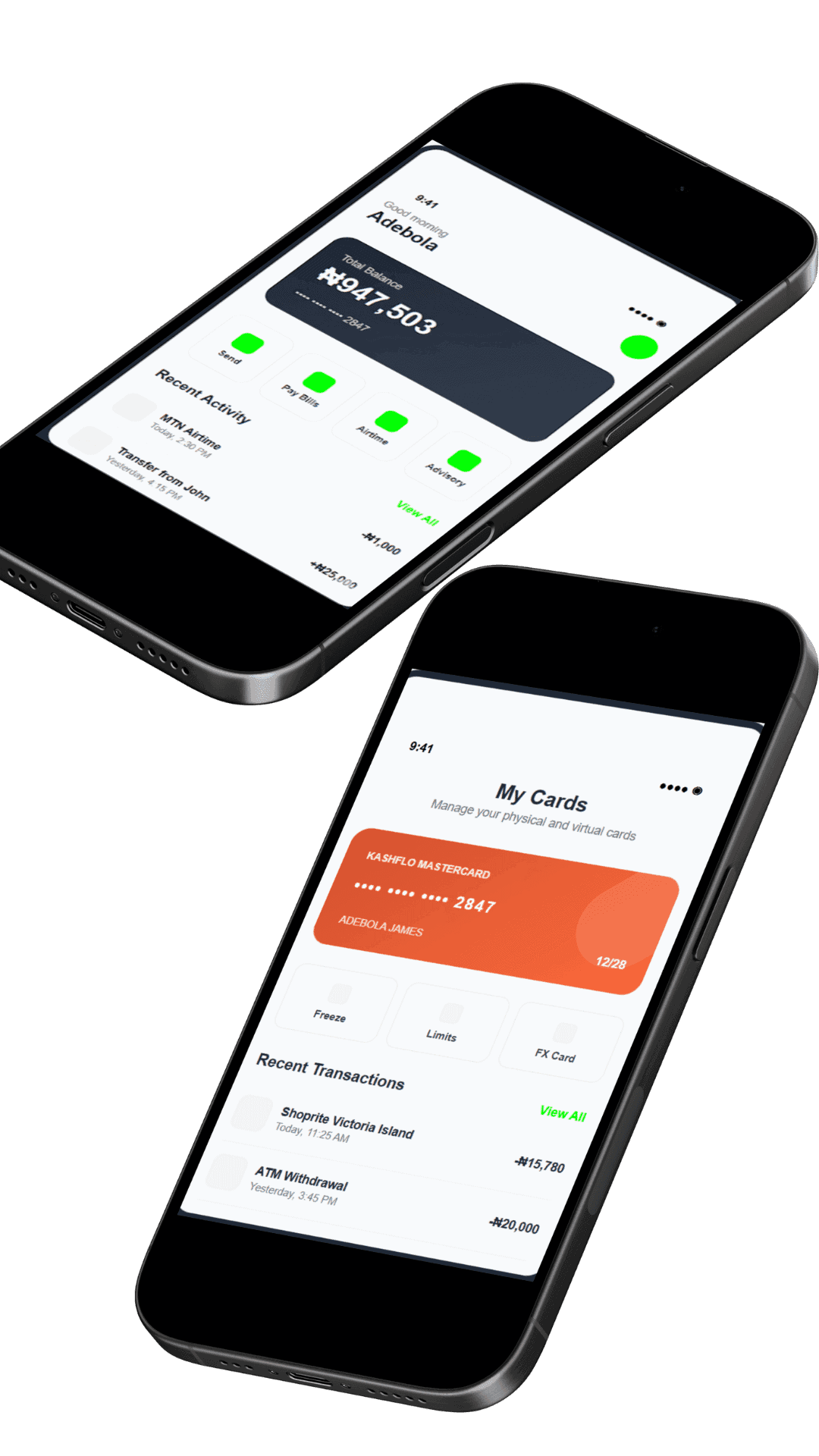 Mobile payment app interface with digital wallet features.